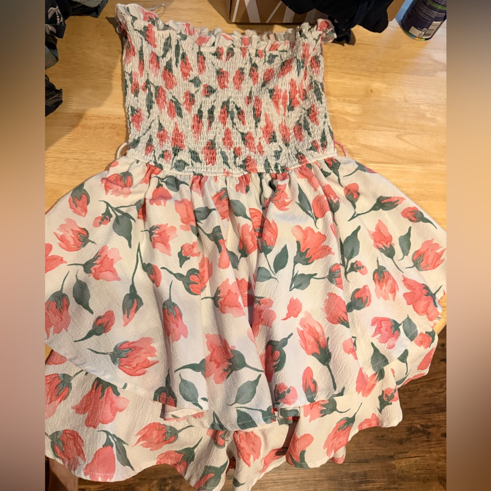 Altar'd State Floral Romper - Pink and Green